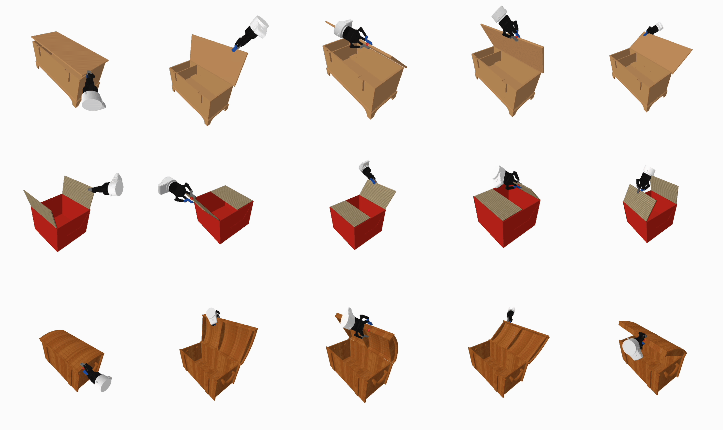 Grid with multiple grasp executions on boxes.